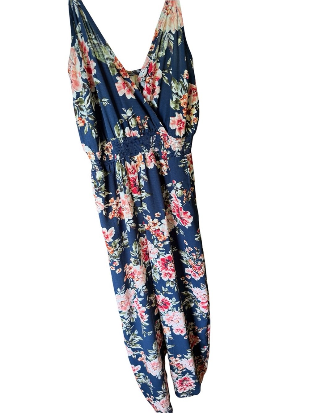 NWT Xhilaration Navy Floral Wide-Leg Jumpsuit size small with pockets - Picture 5 of 10